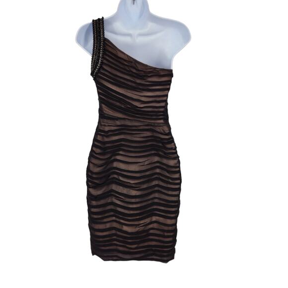 Bebe One Shoulder Silk Bodycon Dress Size XXS - Picture 3 of 7